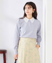 【2WAY】レース衿付ニットプルオーバー