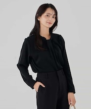 【洗える】ボウタイ風ブラウス