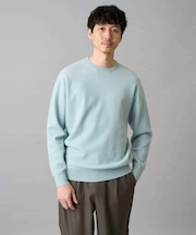 【洗濯機で洗える】タックメッシュクルーネックニット