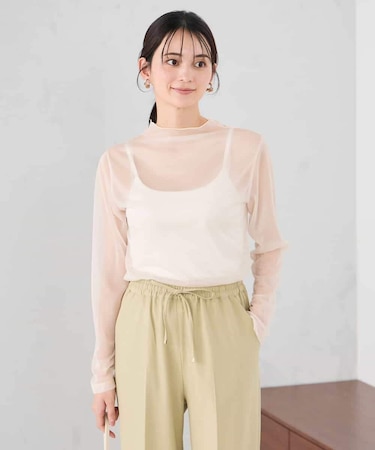 シャイニーシアーハイネックカットソー