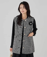 ミックスツイードペプラムジレ