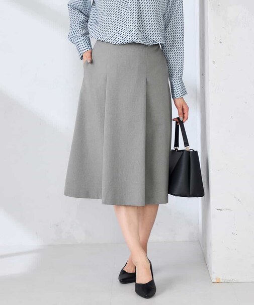 【洗える/UVカット】リネンライクストレッチフレアスカート