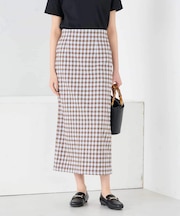 【洗濯機で洗える】ギンガムチェック柄ナロースカート