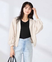 Vネックシアーブルゾン