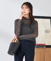 シアーウェーブハイネックカットソー