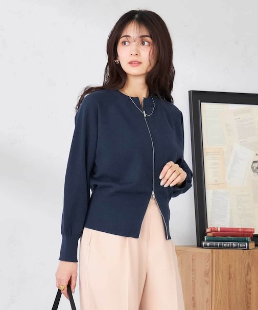 バックギャザーニットブルゾン