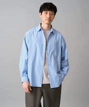 【洗濯機で洗える/毛玉になりにくい】ワイドストレッチストライプシャツ