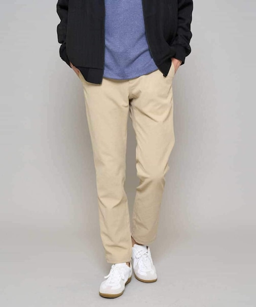 【イージーケア/洗濯機で洗える/毛玉になりにくい/ストレッチ】チノストレッチテーパードパンツ