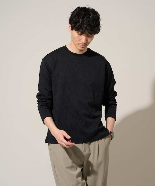 【イージーケア/洗濯機で洗える/毛玉になりにくい】キカジャガードクルーネックプルオーバー