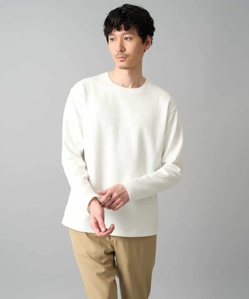 【イージーケア/洗濯機で洗える/毛玉になりにくい】キカジャガードクルーネックプルオーバー