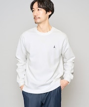 【イージーケア/洗濯機で洗える/毛玉になりにくい】アゼダブルフェイス1ポイント刺繍カットソー