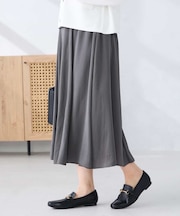 【洗える/イージーケア】シルキーサテンフレアスカート