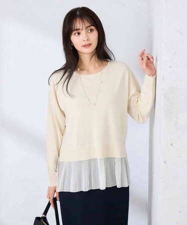 プリーツペプラムニット