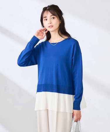 プリーツペプラムニット