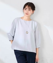 光沢リップル七分袖カットソー