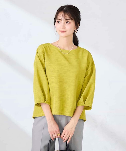 キラキラリップル七分袖カットソー