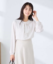 【洗える/ストレッチ】バーチャームボウタイブラウス