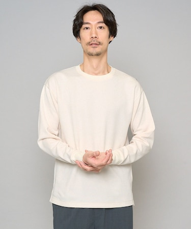 【イージーケア/洗濯機で洗える/毛玉になりにくい】タックジャカードクルーネックプルオーバー