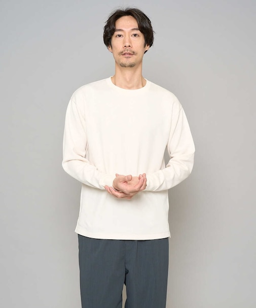 【イージーケア/洗濯機で洗える/毛玉になりにくい】タックジャカードクルーネックプルオーバー