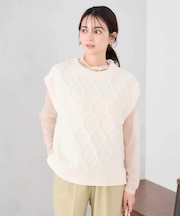 アラン柄ハイネックベスト