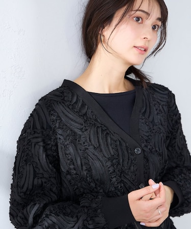 チュール刺繍レースカーディガン