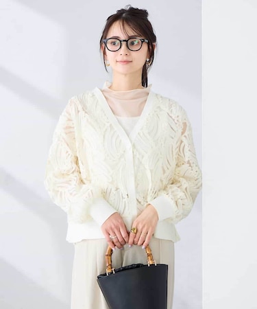 チュール刺繍レースカーディガン