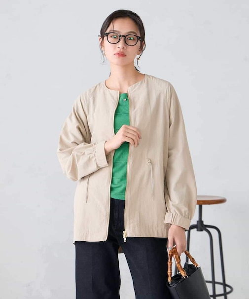 ウエストドロストノーカラーブルゾン