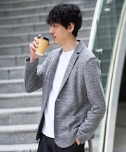 【イージーケア/洗濯機で洗える/ストレッチ】スラブメランジカノコスマートジャケット