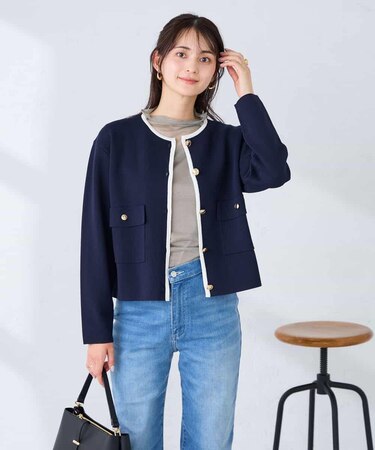 メタルボタンポケットニットジャケット