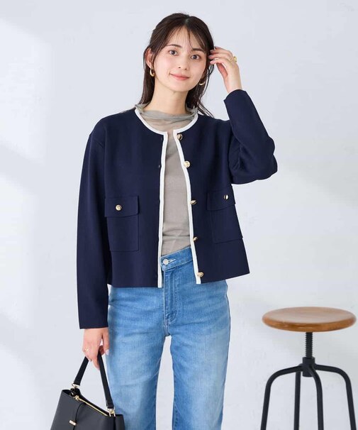 メタルボタンポケットニットジャケット