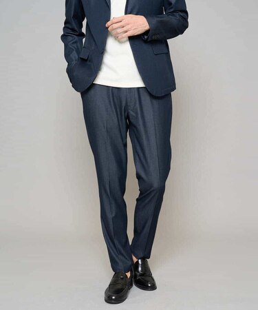 【イージーケア/接触冷感】デニムライクストレッチスマートスラックス