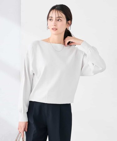 【雑誌InRed(宝島社)4月号掲載/洗える/UVカット】ボートネック袖タックニット