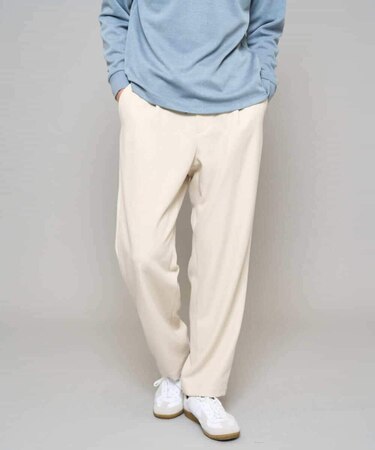 【イージーケア/洗濯機で洗える/速乾/毛玉になりにくい/ストレッチ】メランジストレッチ1タックワイドイージースラックス