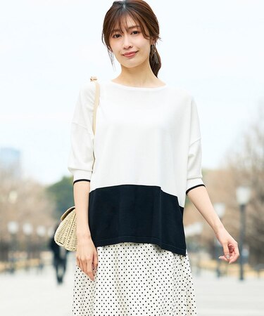 【洗える/UVカット】バイカラーポンチョチュニック