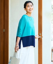 【洗える/UVカット】バイカラーポンチョチュニック