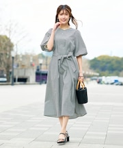 ソフトサッカーパフスリーブワンピース