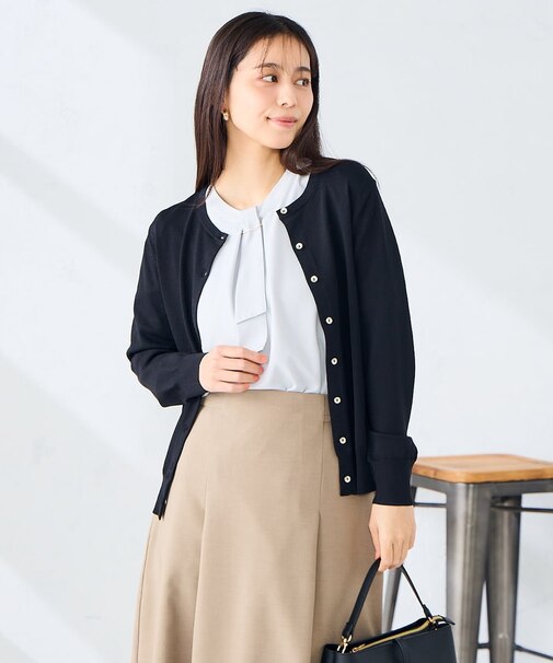 クルーネックサマーカーディガン【洗える/接触冷感/UVカット】