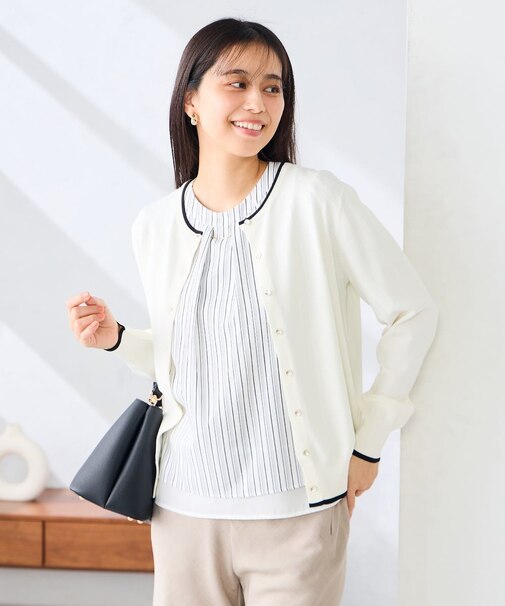 クルーネックサマーカーディガン【洗える/接触冷感/UVカット】