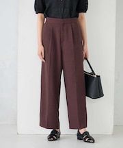 【接触冷感/UVカット/雑誌InRed(宝島社)5月号掲載】リネンライク2タックワイドパンツ【セットアップ対応/アンチピリング】