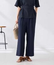 【接触冷感/UVカット/雑誌InRed(宝島社)5月号掲載】リネンライク2タックワイドパンツ【セットアップ対応/アンチピリング】