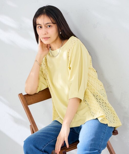 レース切替Aラインカットソー