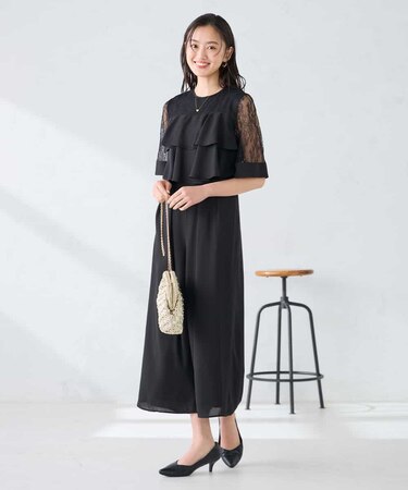 【結婚式/お呼ばれに】ラッフルティアードオールインワンドレス