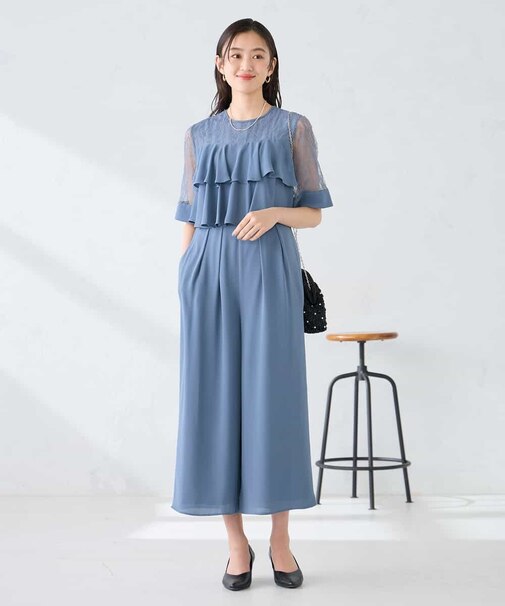 【結婚式/お呼ばれに】ラッフルティアードオールインワンドレス