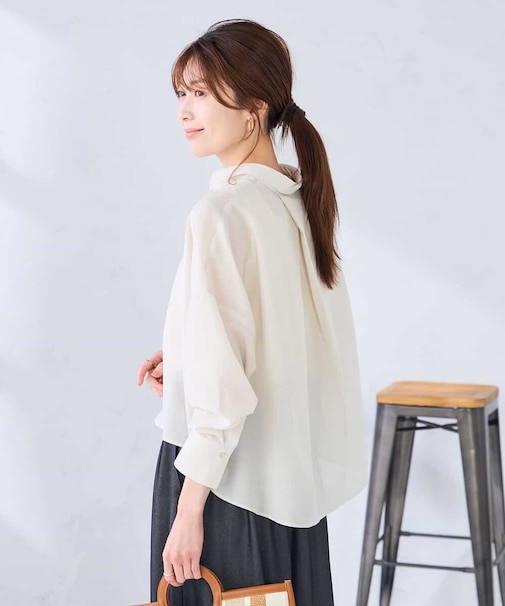 【洗える/接触冷感/雑誌InRed(宝島社)5月号掲載】クロップド丈セミシアーシャツ