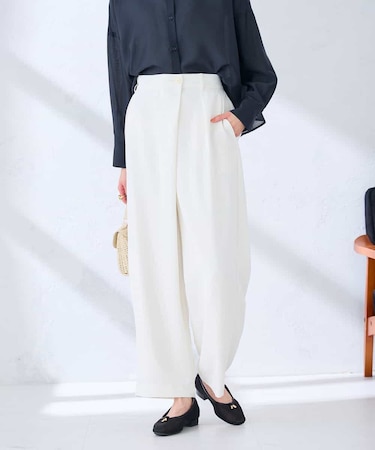 【洗える】ラップ風ワイドパンツ