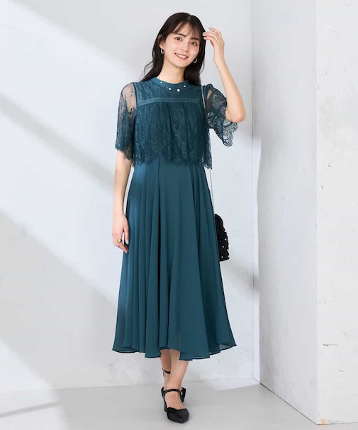 【結婚式/お呼ばれに】レースドッキングワンピース