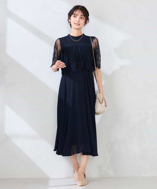 【結婚式/お呼ばれに】レースドッキングワンピース