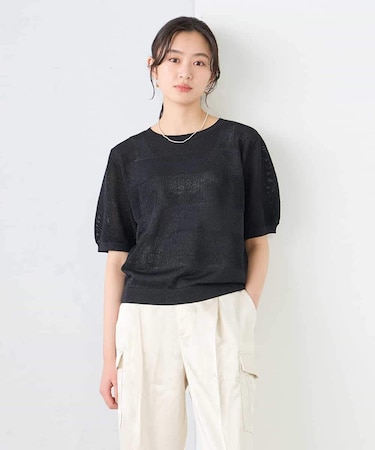 ラメッシュボーダープルオーバー