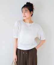 ラメッシュボーダープルオーバー