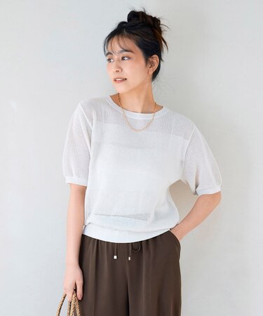 ラメッシュボーダープルオーバー